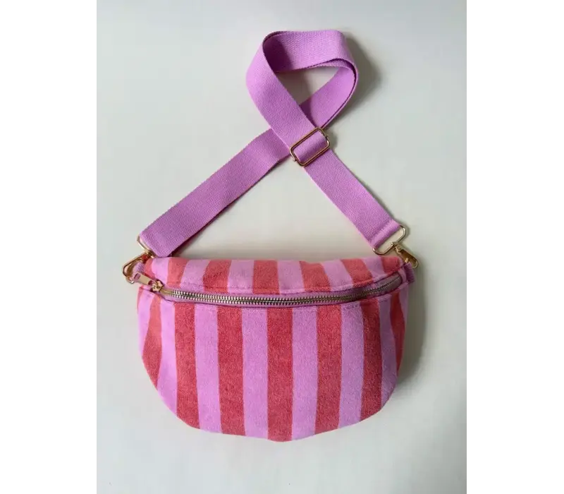 Wauw - Crossbody Tas  Belle  - Stripe Roze, Blush