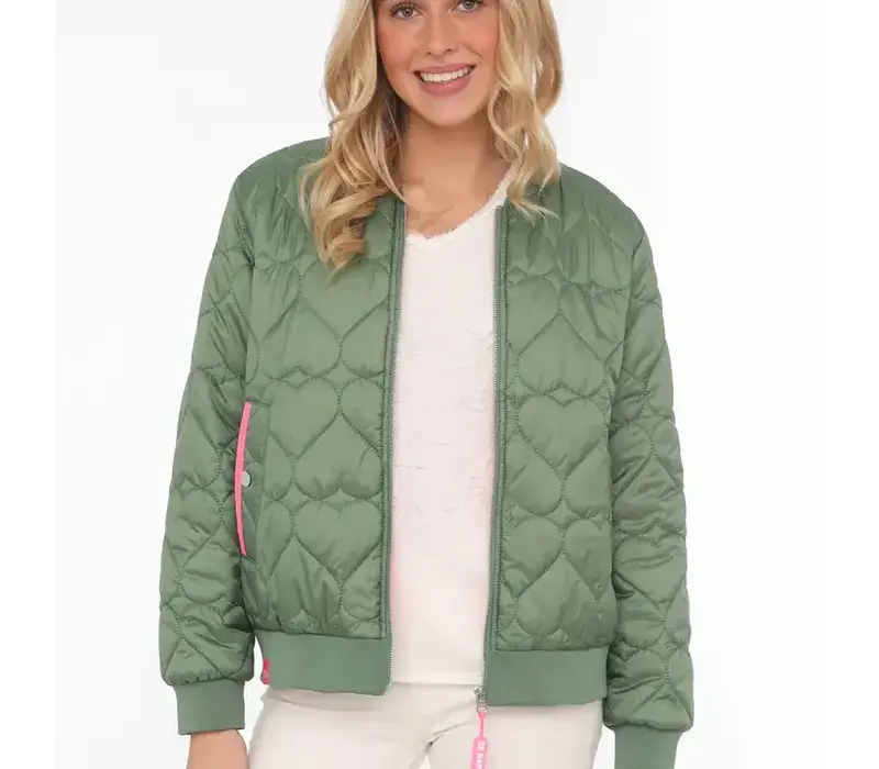 Zwillingsherz Bomberjacket - Be Happy - Groen