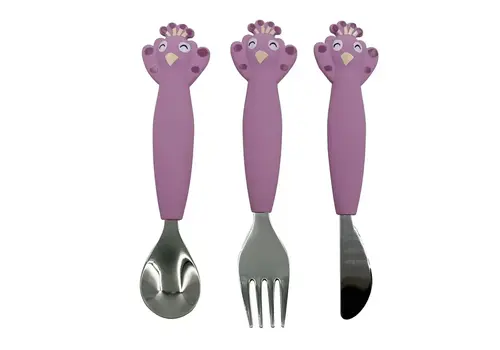 Trixie Trixie - Siliconen eetset 3 stuks - Mrs. Peacock