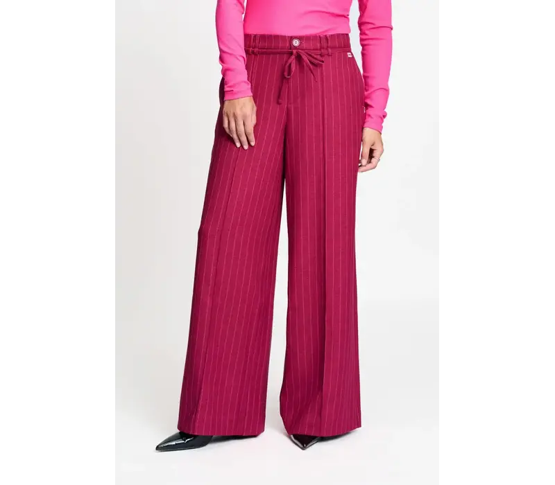 Pom Amsterdam PANTS - Jess Striped Burgundy Red