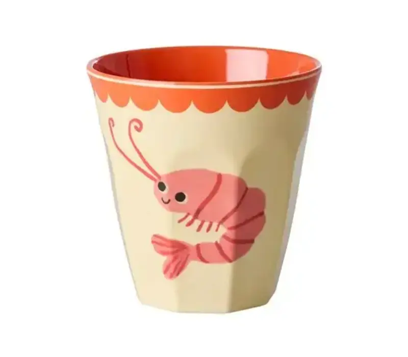 Rice Medium Melamine Cup - New Shrimp Print