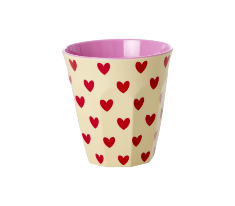 Rice Medium Melamine Cup - Darling hearts print