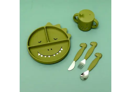 Trixie Trixie - Siliconen eetset 3 stuks - Mr. Dino