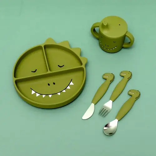 Trixie - Siliconen eetset 3 stuks - Mr. Dino 