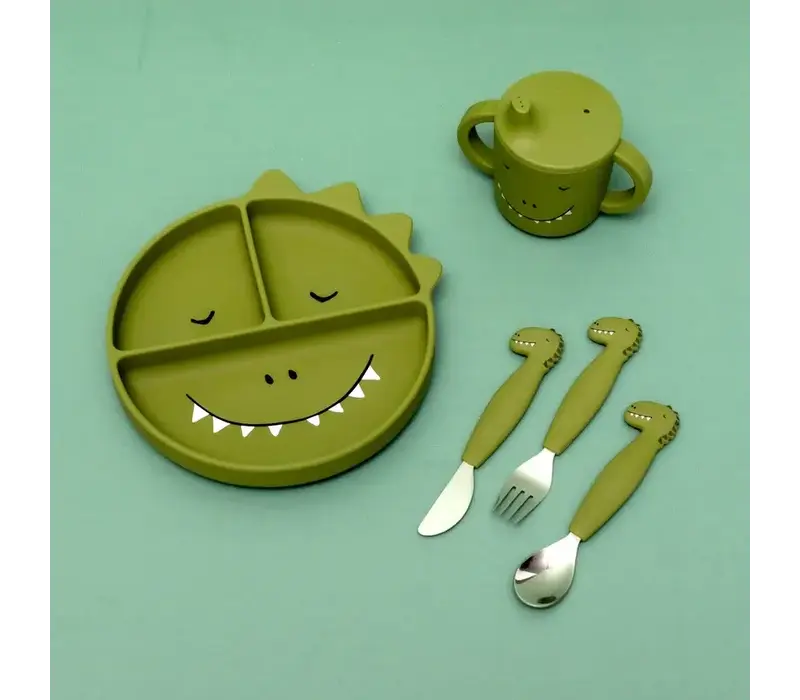 Trixie - Siliconen eetset 3 stuks - Mr. Dino