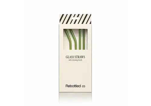 Rebottled Rebottled - Glazen rietjes 4-pack - Green