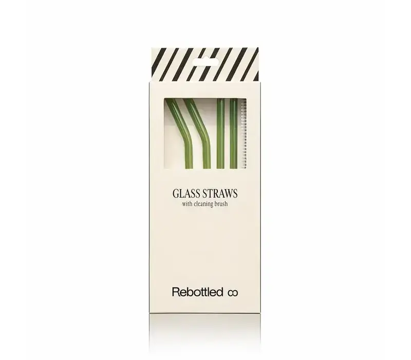 Rebottled - Glazen rietjes 4-pack - Green