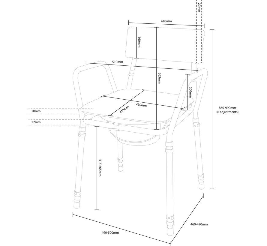Postoel in hoogte verstelbaar