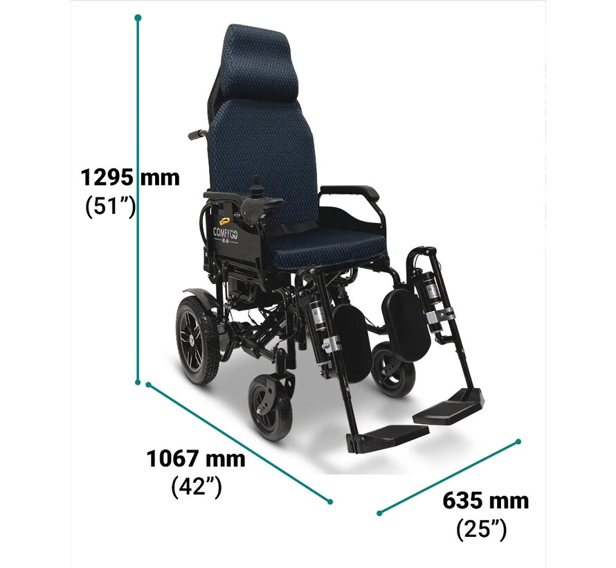 Comfygo X9 elektrische rolstoel - met elektrisch verstelbare rugleuning en beensteunen