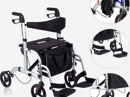 Aidapt Rollator en Rolstoel in één Multi Duo de Luxe inklapbaar