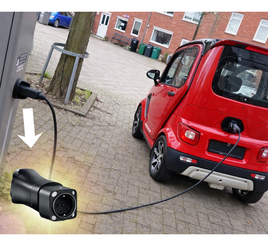 Type 2 naar Schuko verloopadapter / verloopstekker / laadadapter Miniauto, Minicar, Overdekte scootmobiel