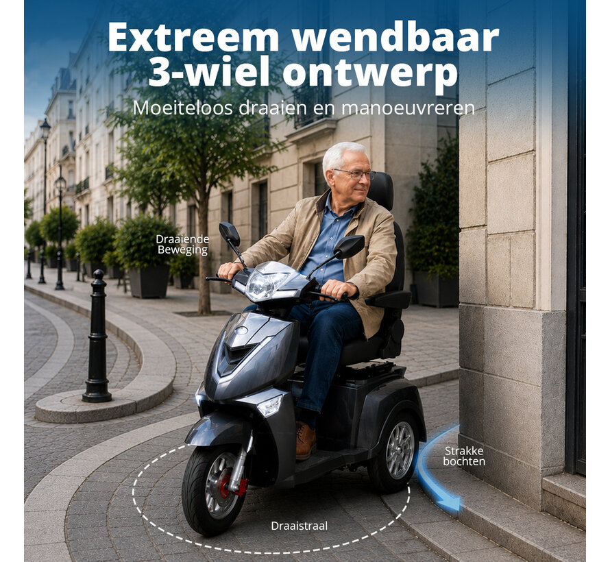 E-MOTO M3 – Scootmobiel met afneembare Lithium Accu