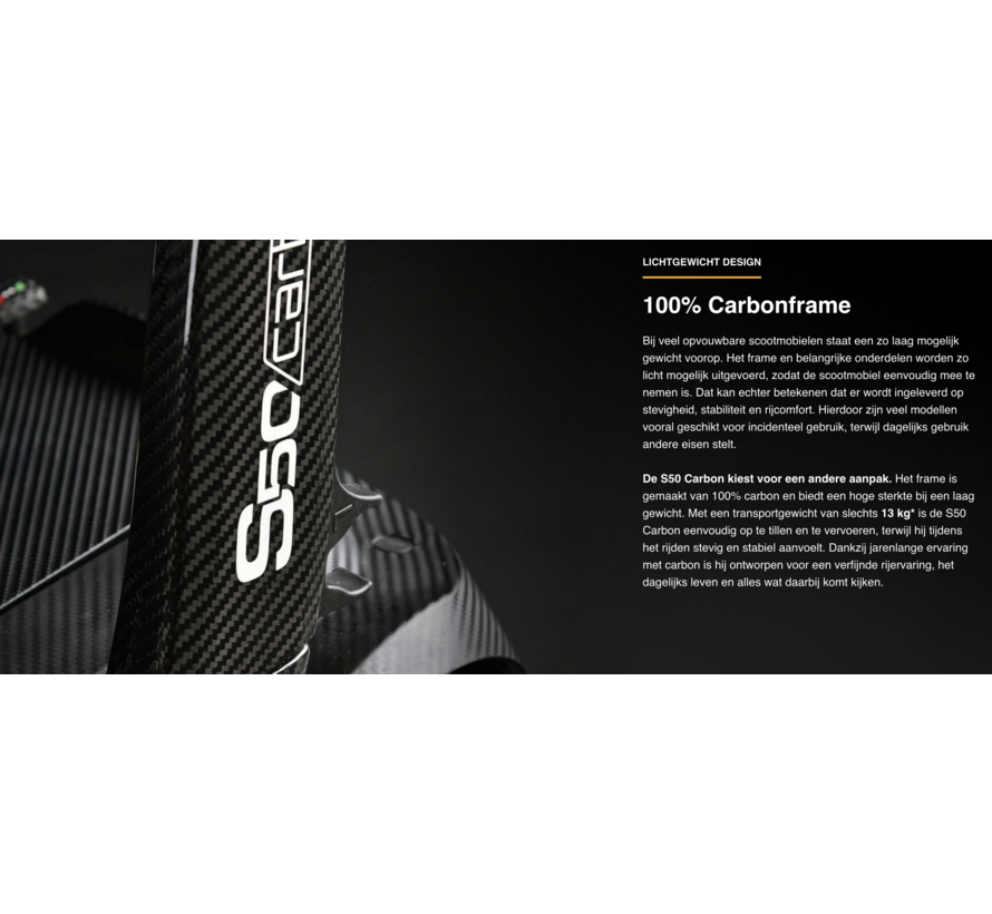Carbon S50 lichtgewicht inklapbare scootmobiel | 13kg tilgewicht