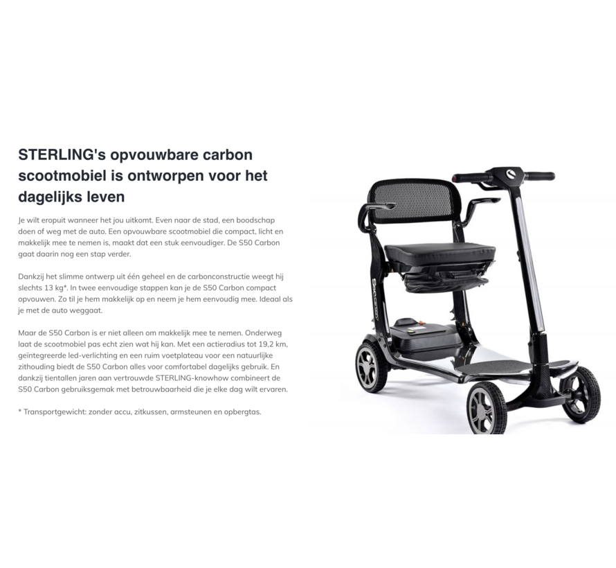 Carbon S50 lichtgewicht inklapbare scootmobiel | 13kg tilgewicht