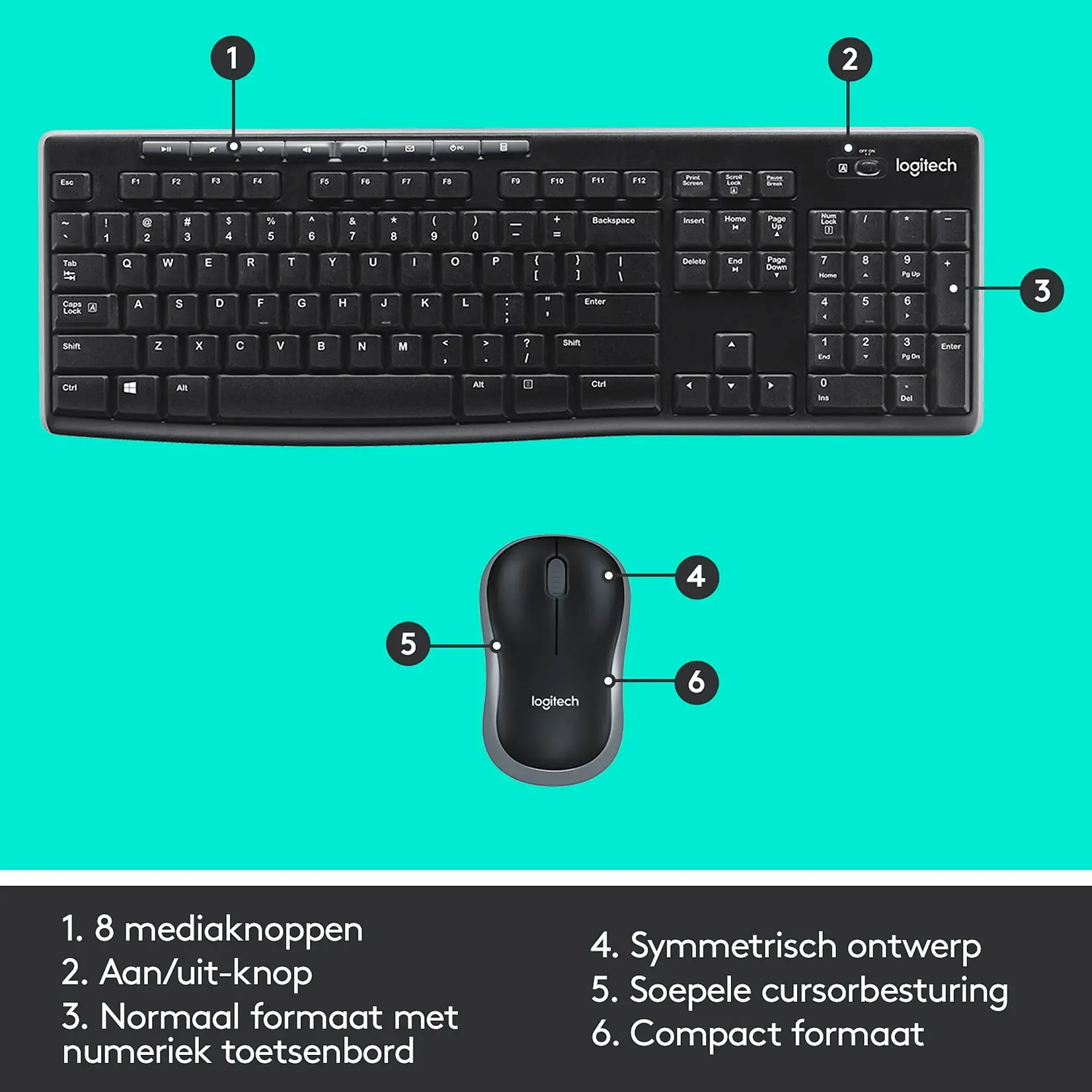 Logitech Logitech MK270 - Draadloos Toetsenbord en Muis - Qwerty