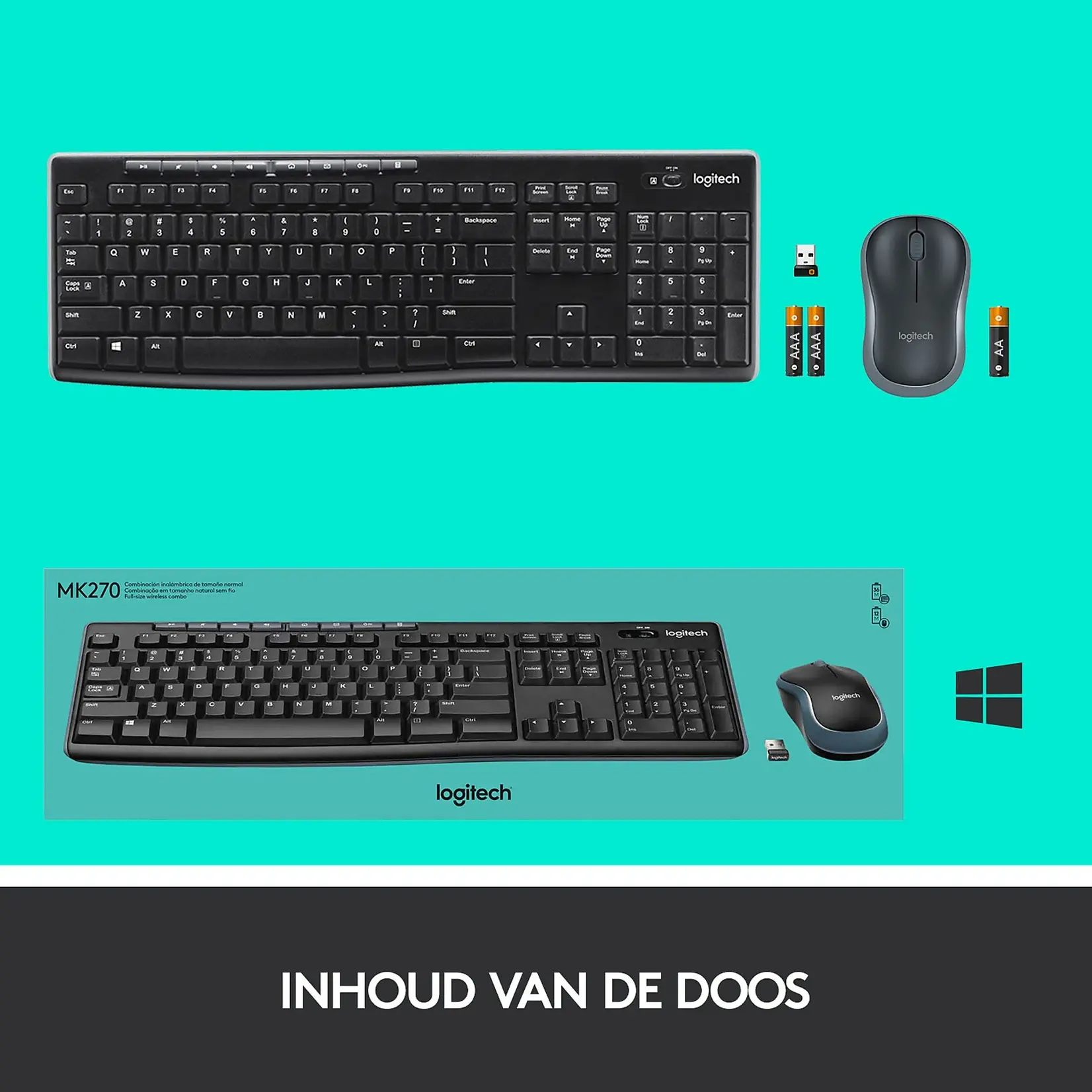 Logitech Logitech MK270 - Draadloos Toetsenbord en Muis - Qwerty