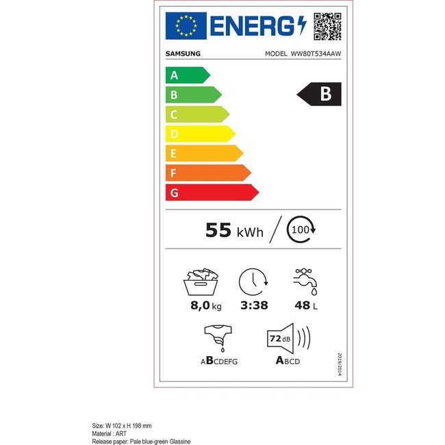 Samsung wasmachine 8 kg WW80T534AAWS2