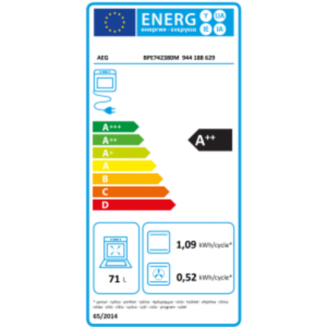 AEG Multifunctionele oven - BPE742380M