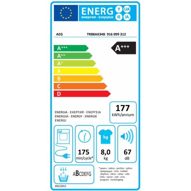 AEG Droogkast 8 kg - TR88AX34B