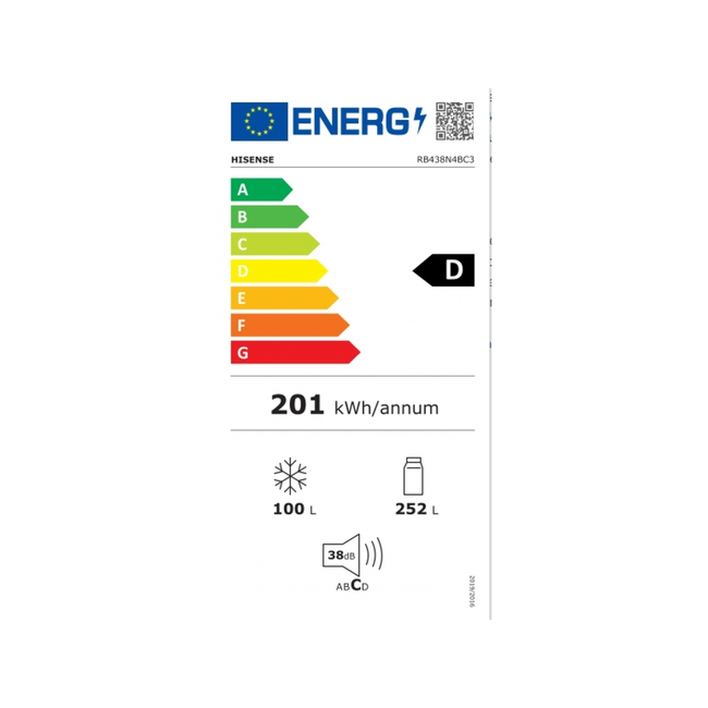 Hisense koelvriescombinatie inox -  RB434N4BCD