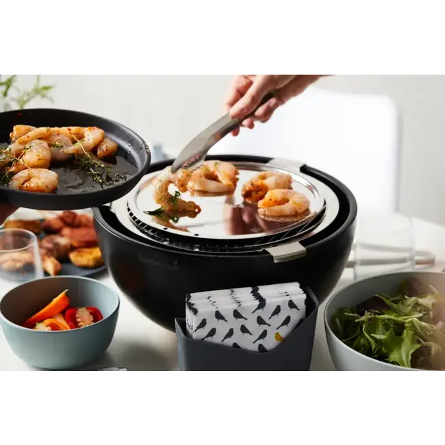 Barbecue De Table BARBECOOK Joya - Noir, 31x16 Cm, Avec 4 Pinces Inox, Idéal Pour Pique-nique, Terrasse, Petite Tablée