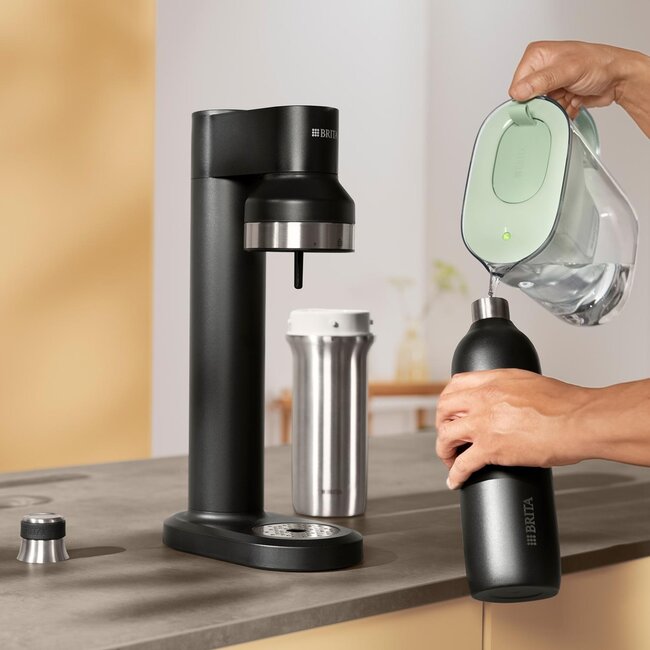 Brita roestvrijstalen fles - groot zwart