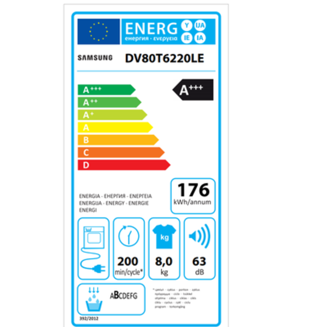 Samsung droogkast  8 kg -  DV80T6220LES2