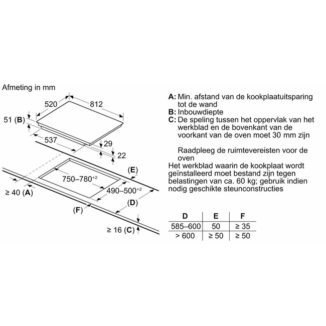 Siemens kookplaat induc 80cm - EX875LYV1E
