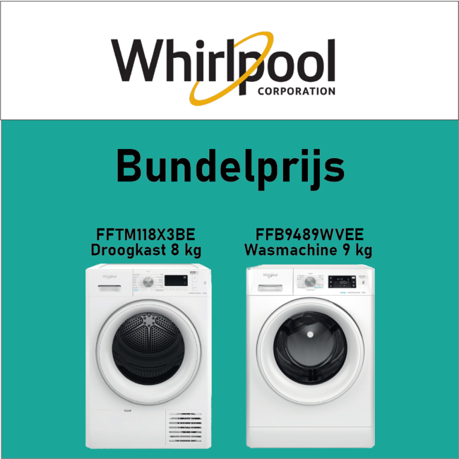 Whirlpool Wasmachine FFB9489WVEE & droogkast FFTM118X3BE