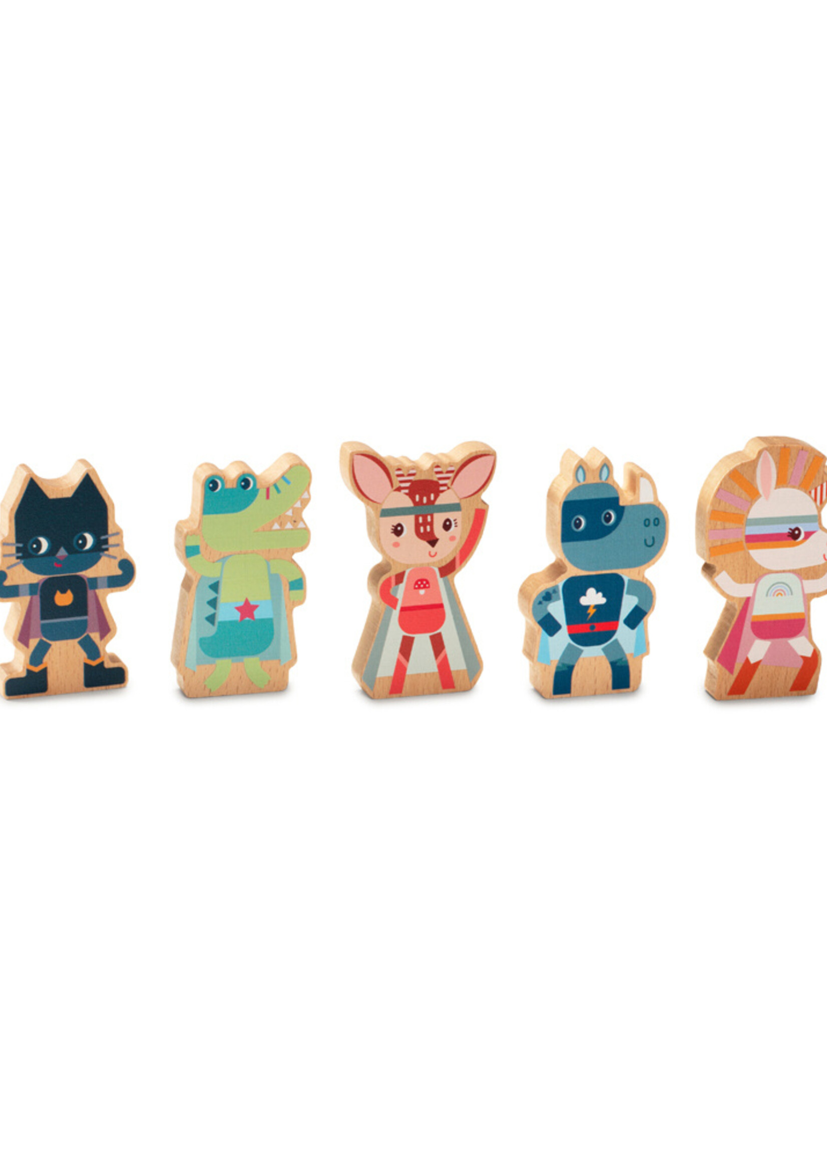 Lilliputiens Lilliputiens -  Set houten figuren super helden