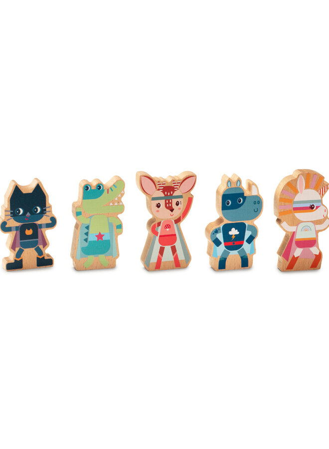 Lilliputiens -  Set houten figuren super helden