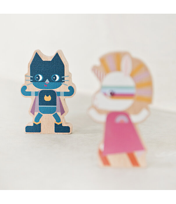 Lilliputiens Lilliputiens -  Set houten figuren super helden