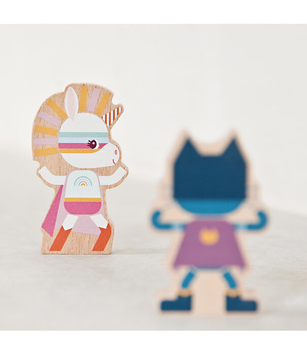 Lilliputiens Lilliputiens -  Set houten figuren super helden