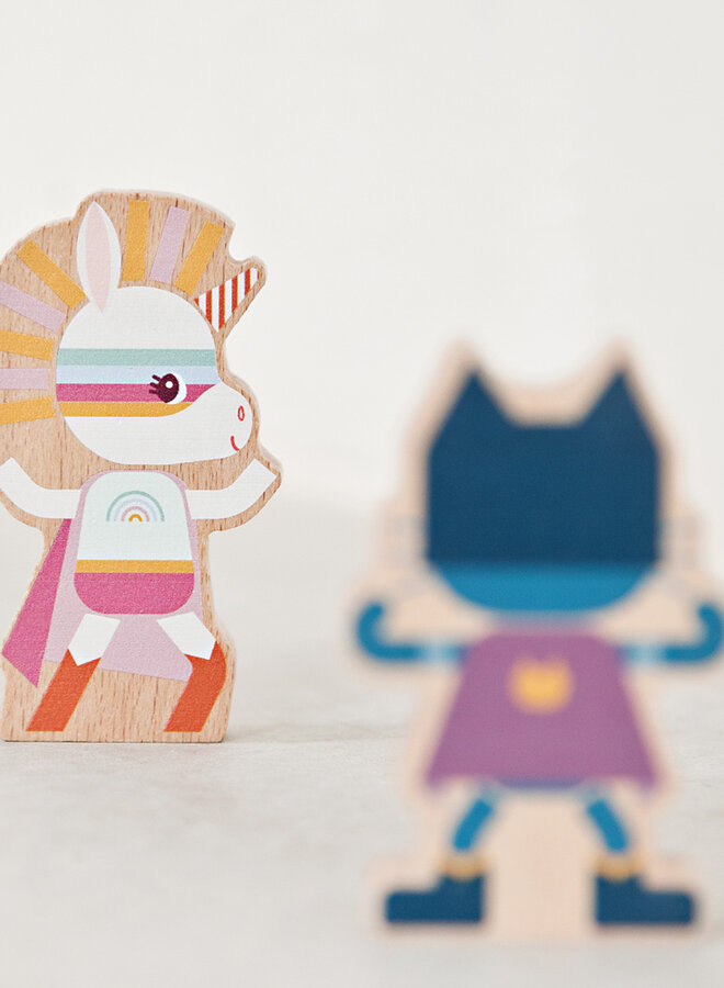 Lilliputiens -  Set houten figuren super helden