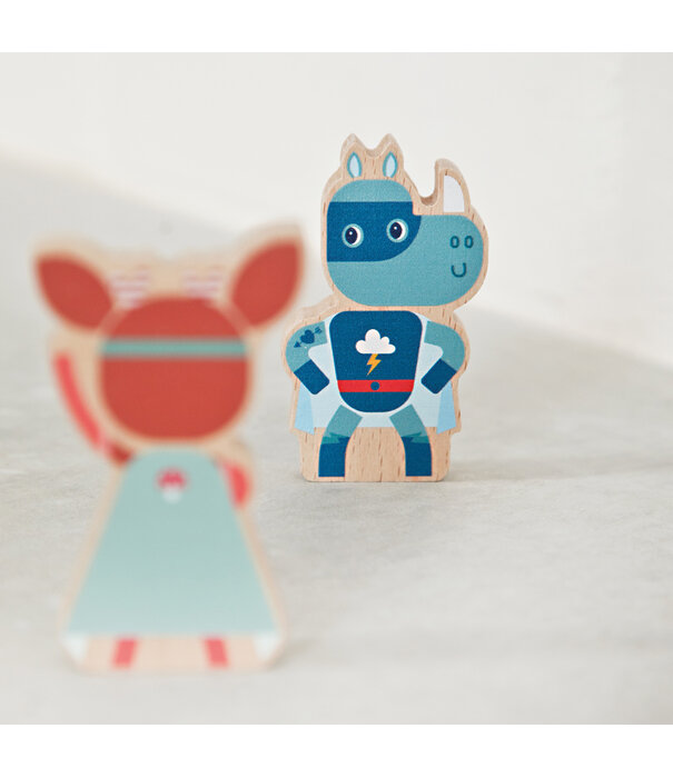 Lilliputiens Lilliputiens -  Set houten figuren super helden