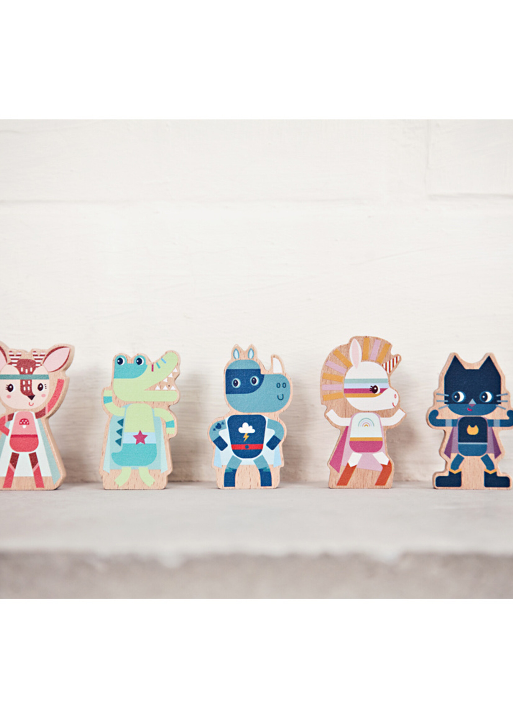 Lilliputiens Lilliputiens -  Set houten figuren super helden