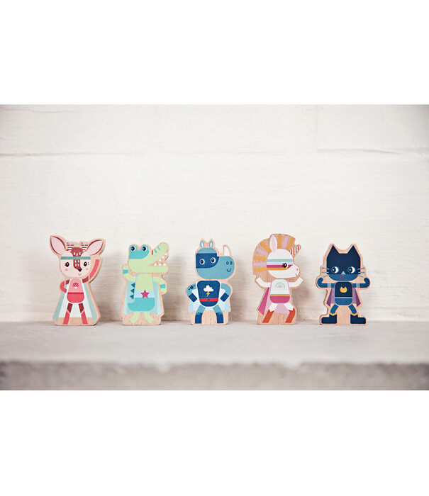 Lilliputiens Lilliputiens -  Set houten figuren super helden