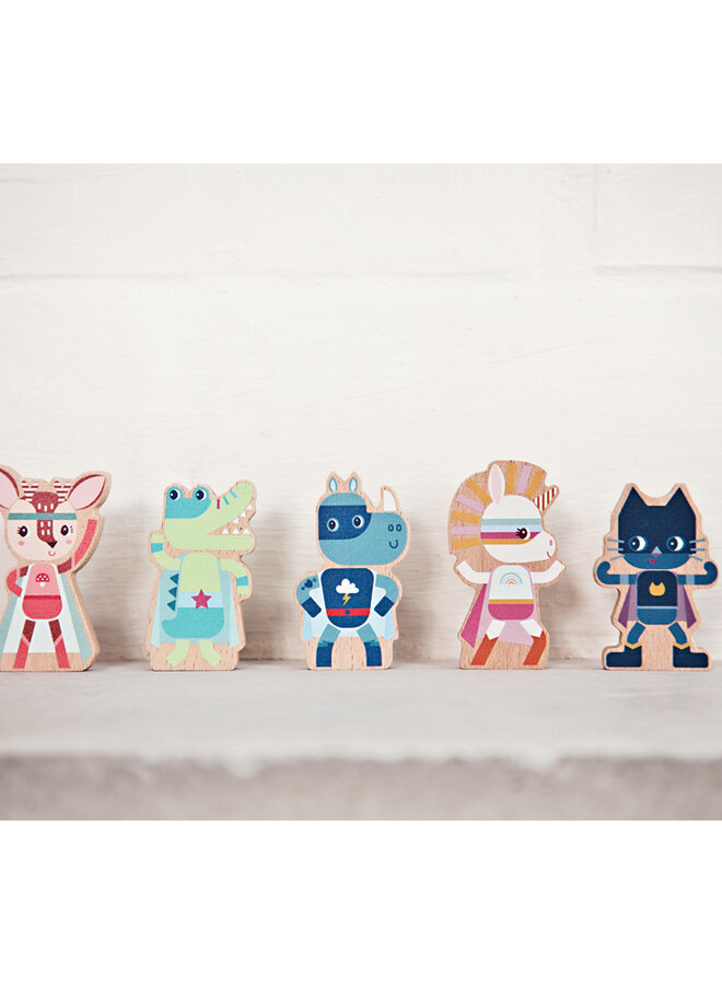 Lilliputiens -  Set houten figuren super helden