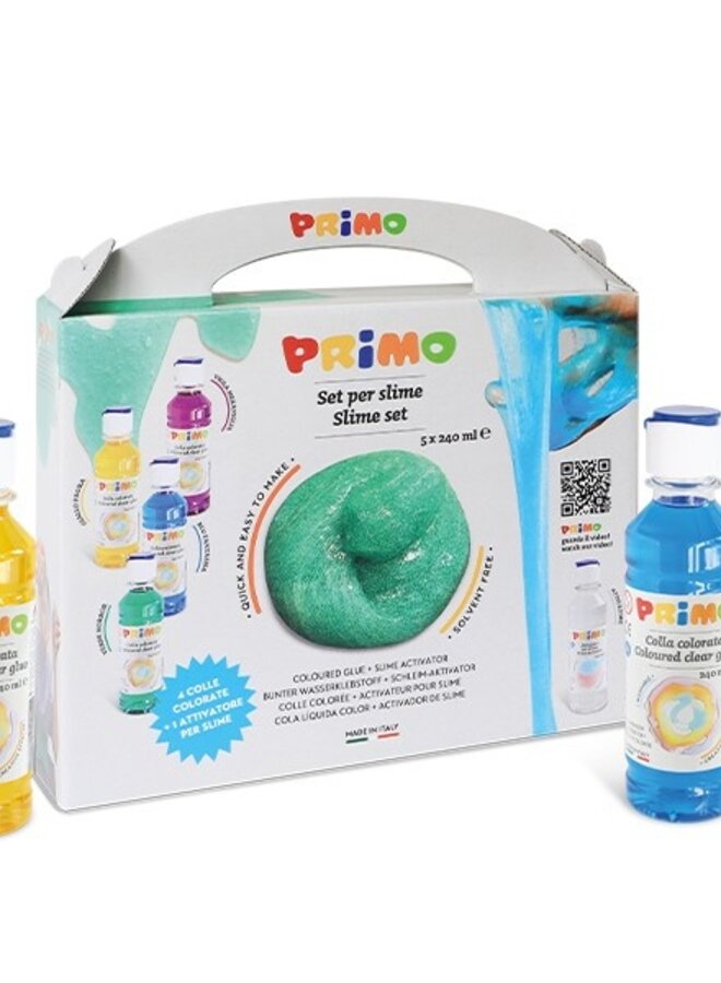 Primo - Set slijm met 4 gekleurde lijm, 1 activator