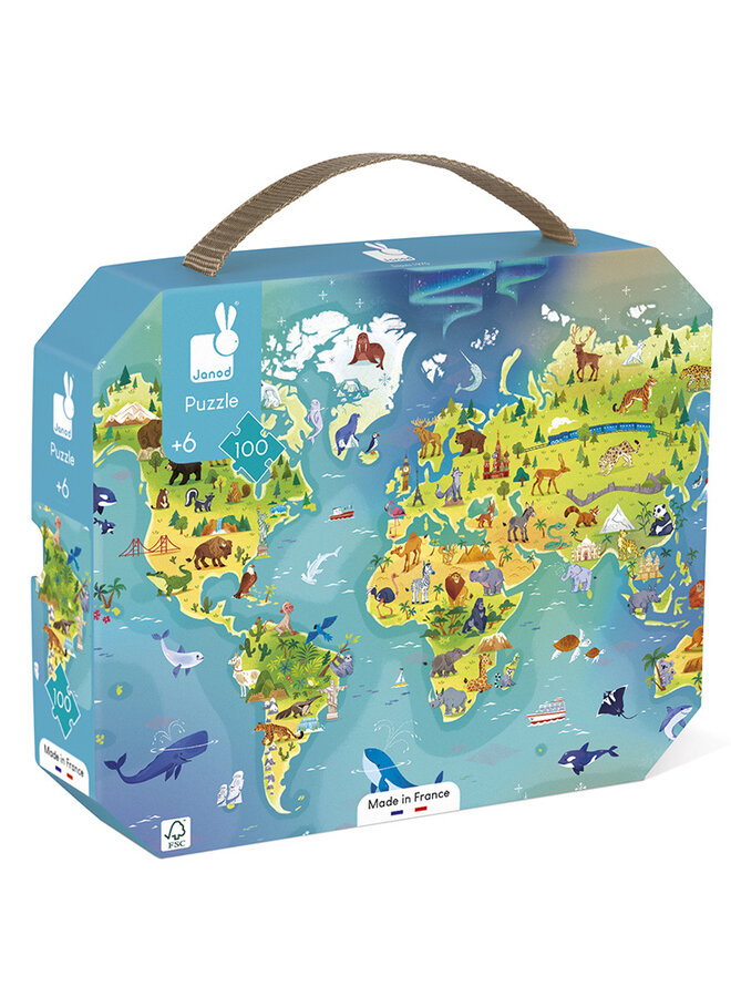 Janod - Puzzel - De wereld 100 stukjes