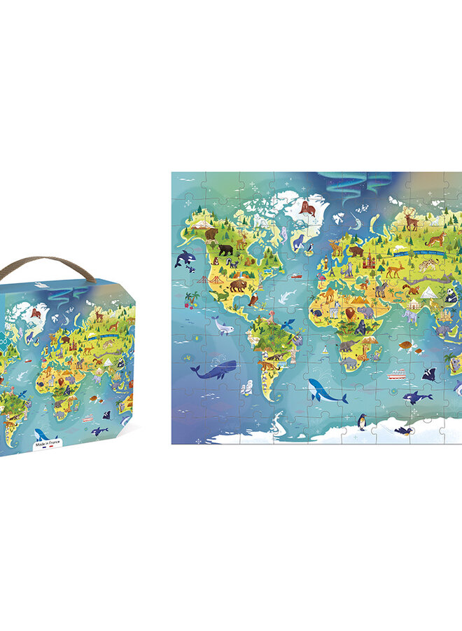 Janod - Puzzel - De wereld 100 stukjes