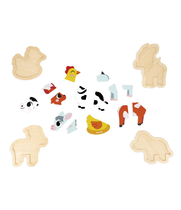 Janod Janod - Puzzelset, 4 puzzels - Boerderij