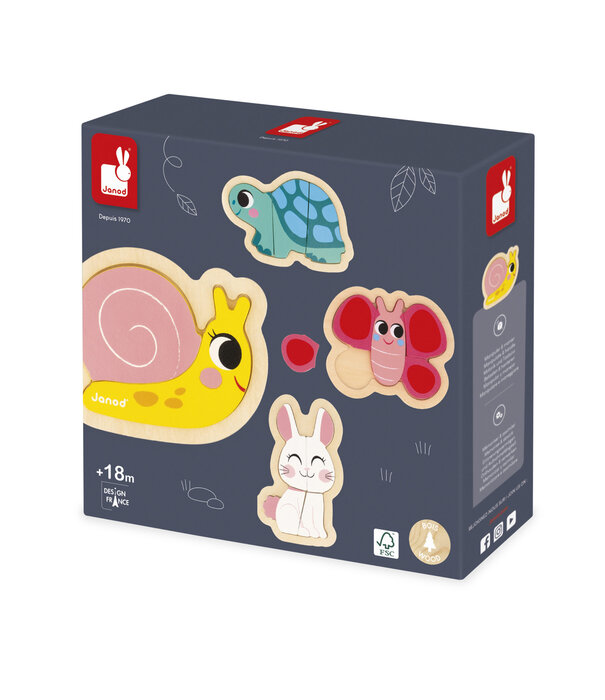 Janod Janod - Puzzelset, 4 puzzels - Tuin