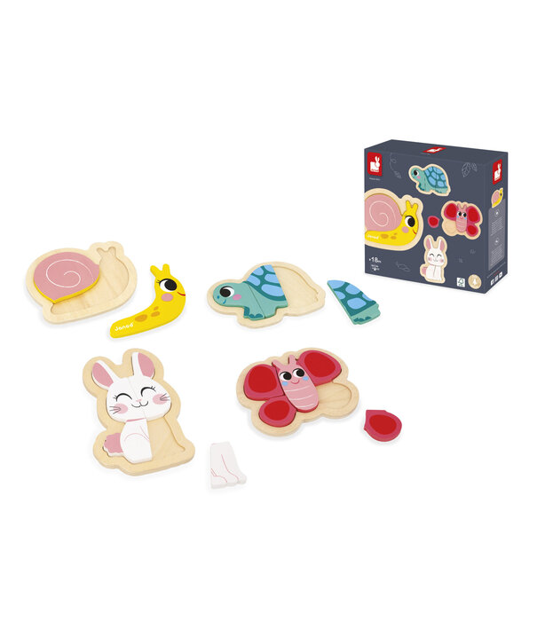 Janod Janod - Puzzelset, 4 puzzels - Tuin