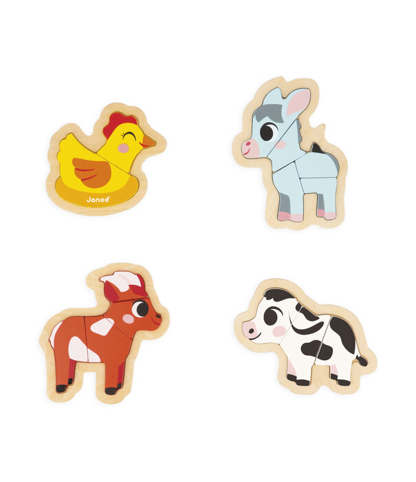 Janod Janod - Puzzelset, 4 puzzels - Tuin