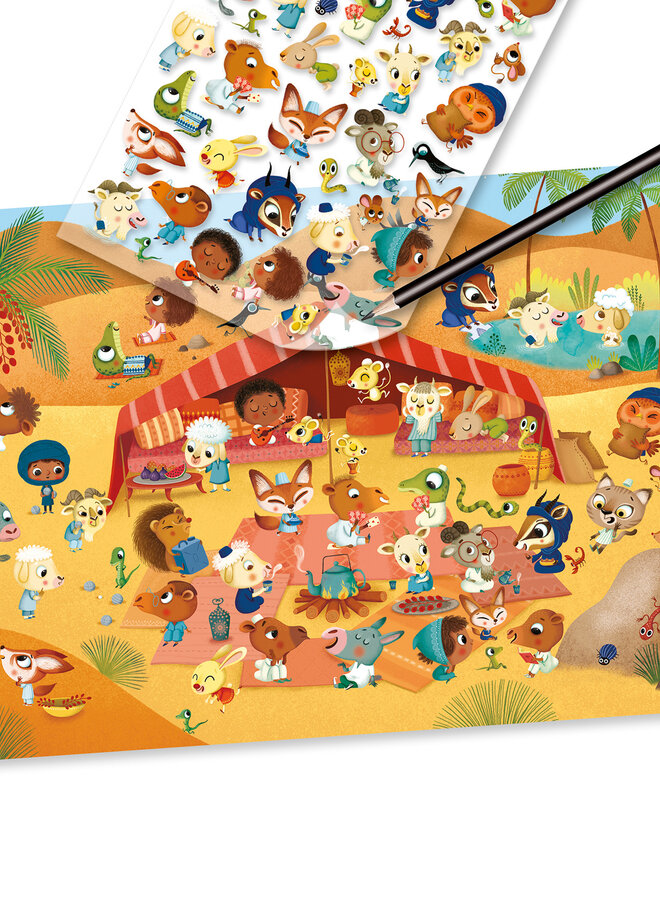 Djeco - 90 rub on stickers met achtergrond - Savannah