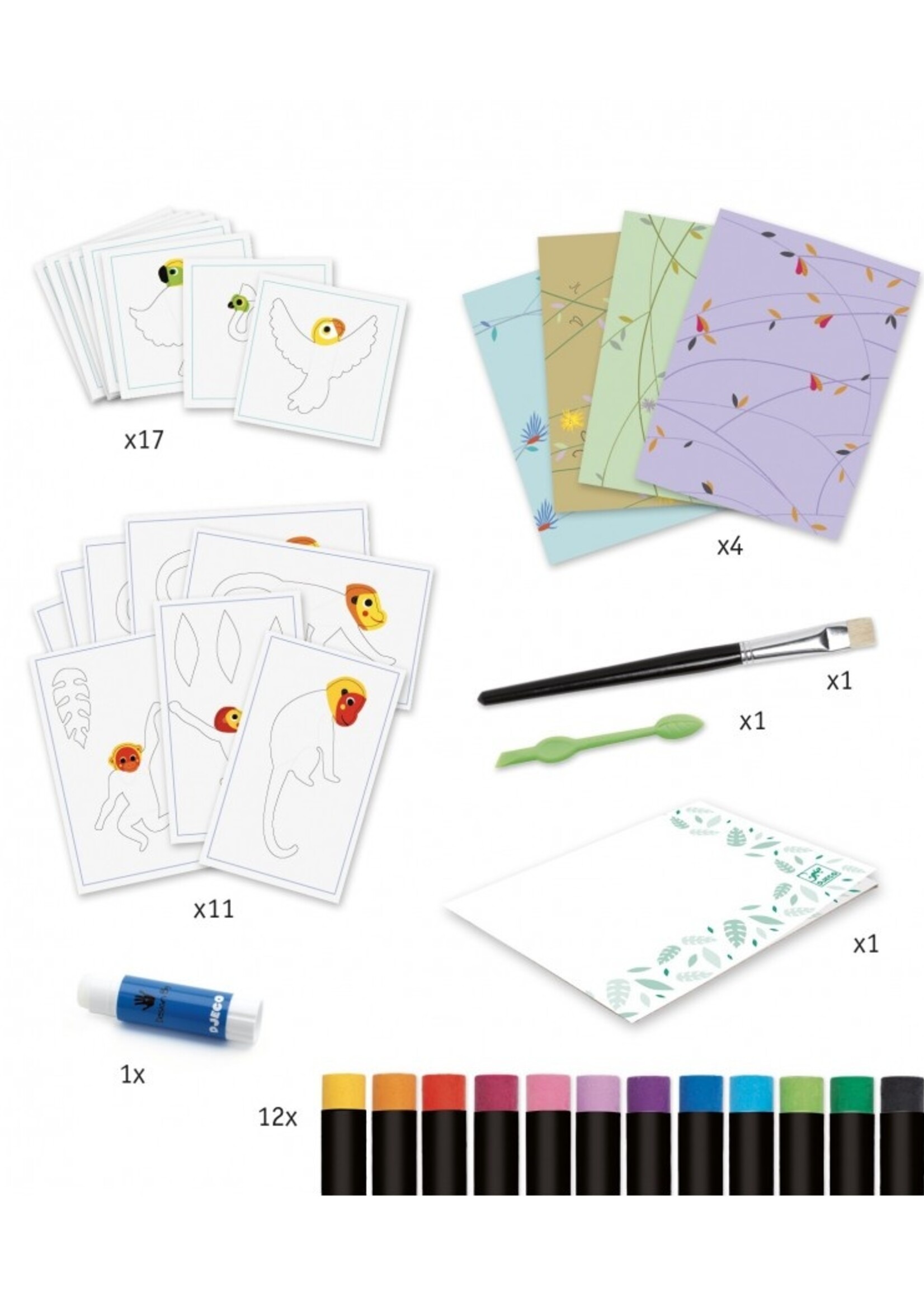 Djeco Djeco - Waskrijtjes - Kleurrijke jungle