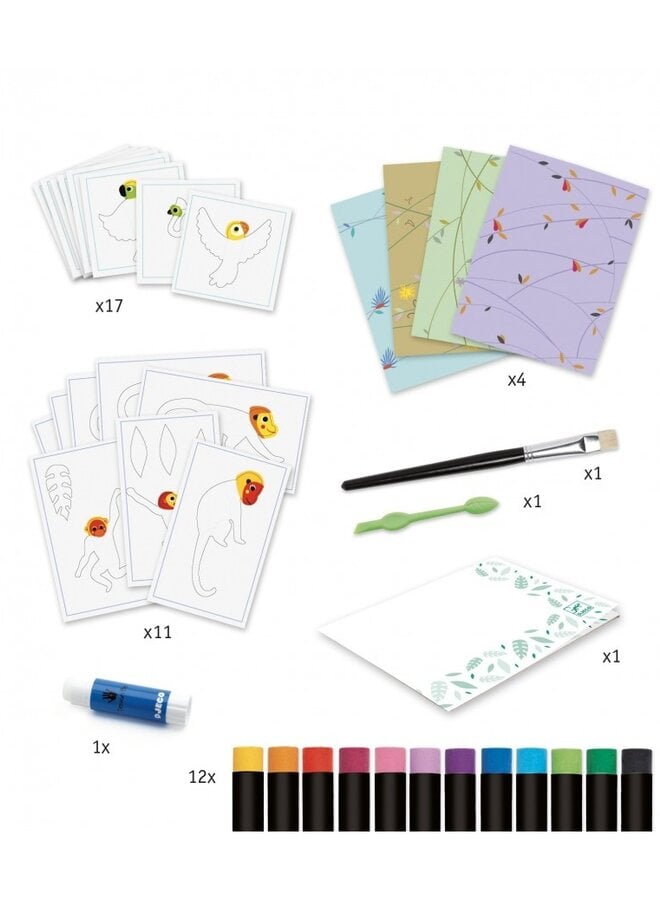 Djeco - Waskrijtjes - Kleurrijke jungle