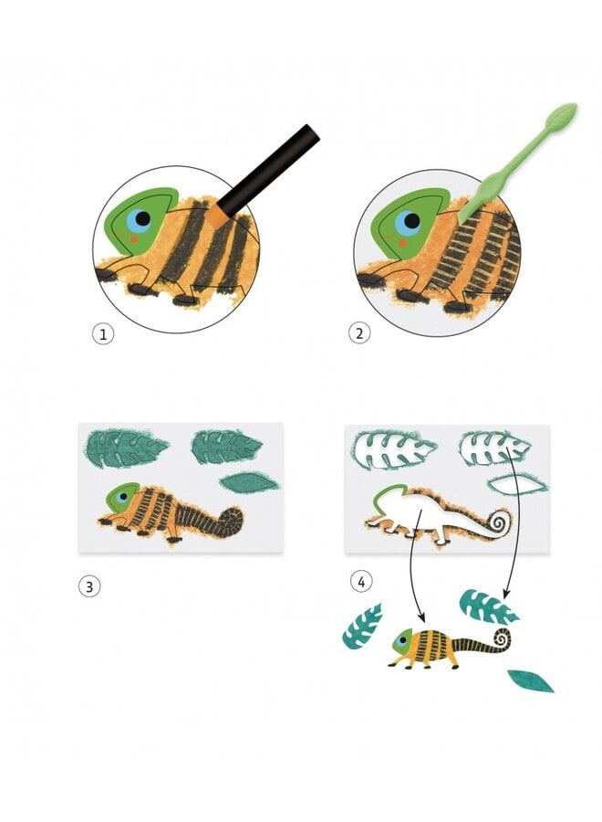 Djeco - Waskrijtjes - Kleurrijke jungle