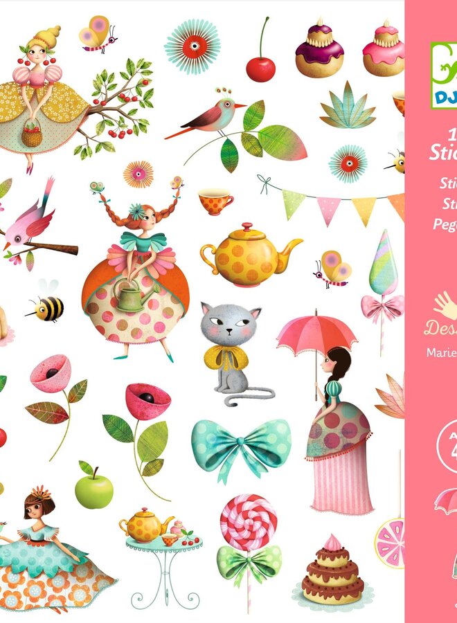 Djeco - Stickers - Thee drinken met prinsessen